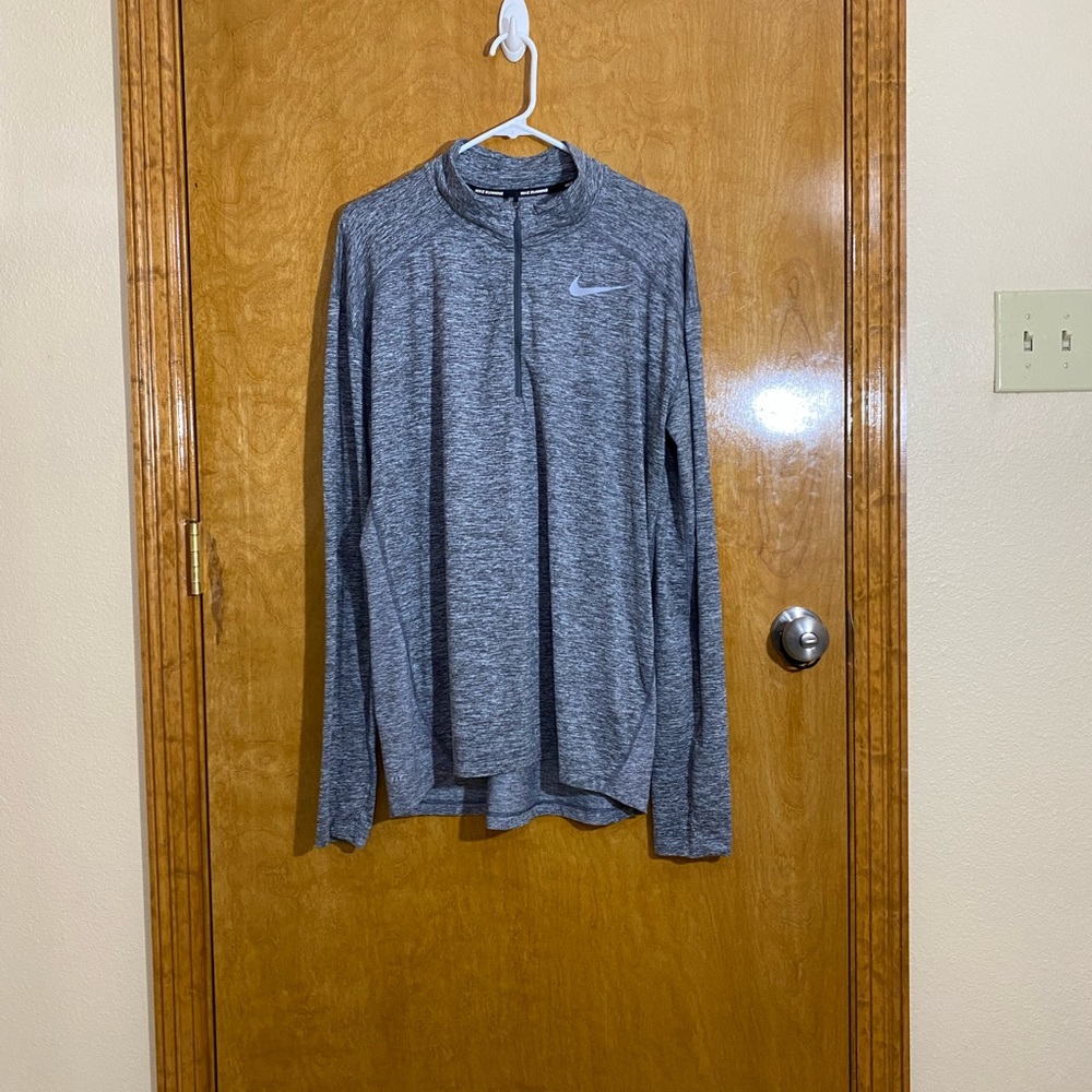 $65 NIKE Running Mens Dri-FIT Heather Gray 1/2 Zip Top - 857820-021 - L